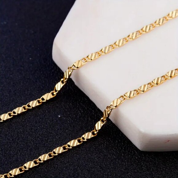 30" Mens 14K Gold Chain Link Necklace 14 Karat Guys Jewelry 30 inch Long NEW - Picture 5 of 7